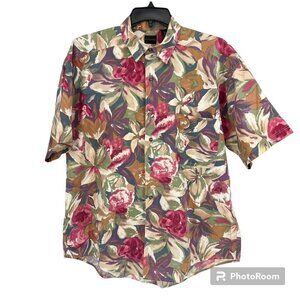 Vintage Structure Mens Floral Button Front XL Cotton Casual Shirt‎